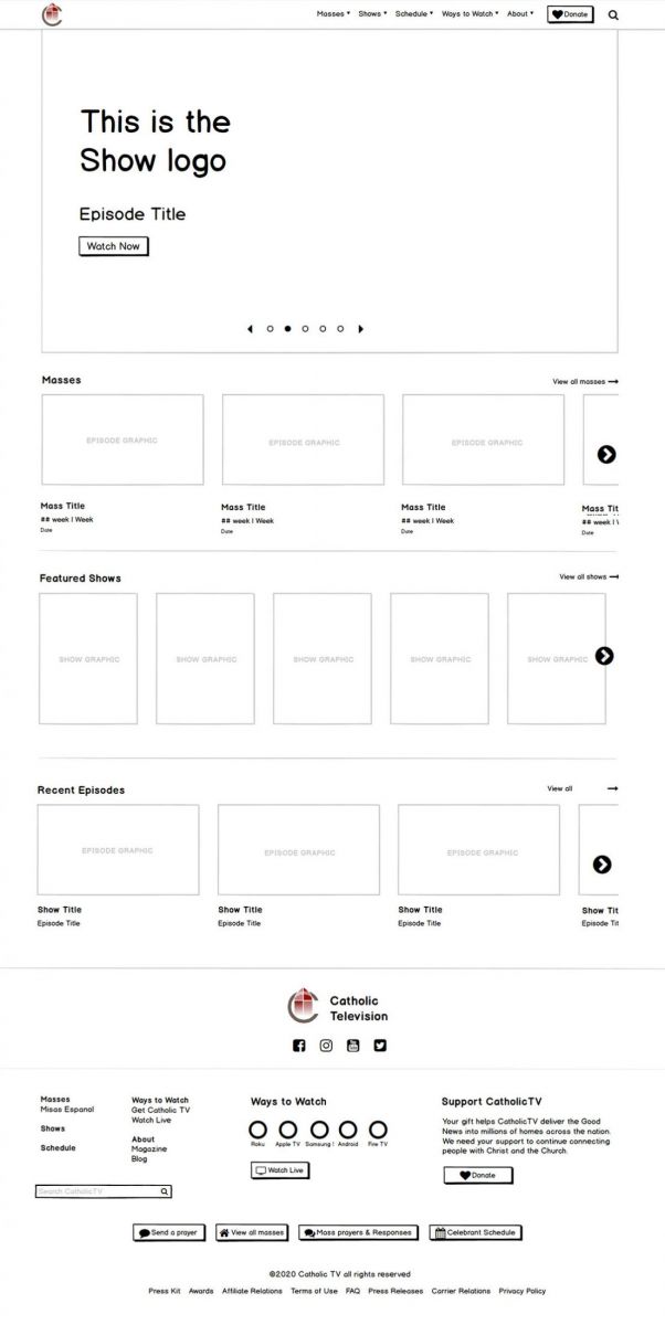 CatholicTV Design Wireframe