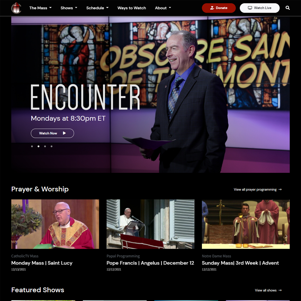 CatholicTV Homepage Layout