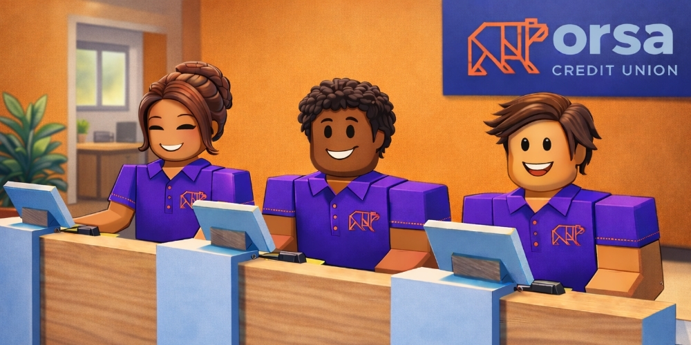 Roblox experience entering credit union branch lobby