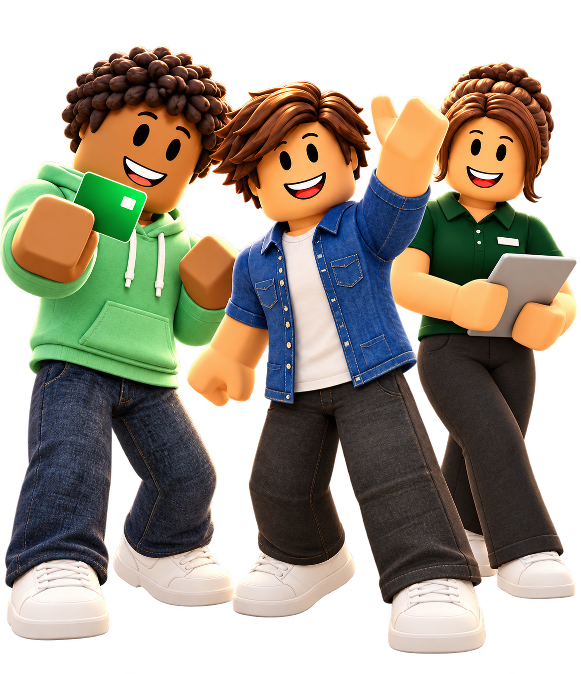 WMA promotional illustration of three smiling characters